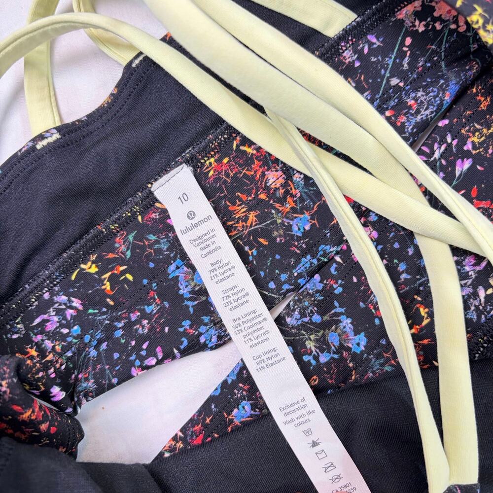 lululemon sports bra crossing straps, racerback, black rainbow speckled Size 10 - Picture 4 of 4